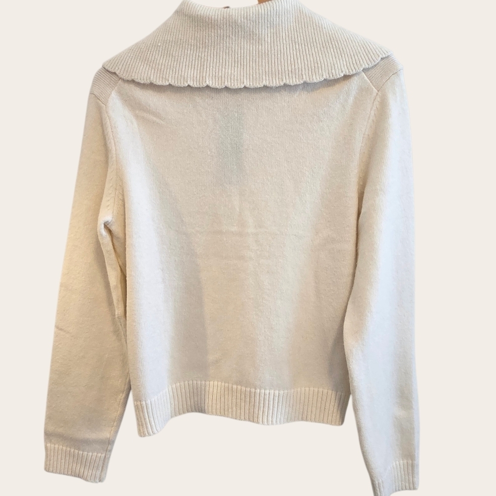 French Connection Ivory Bow Collar Sweater XS NWT Knit Pullover - Picture 3 of 5